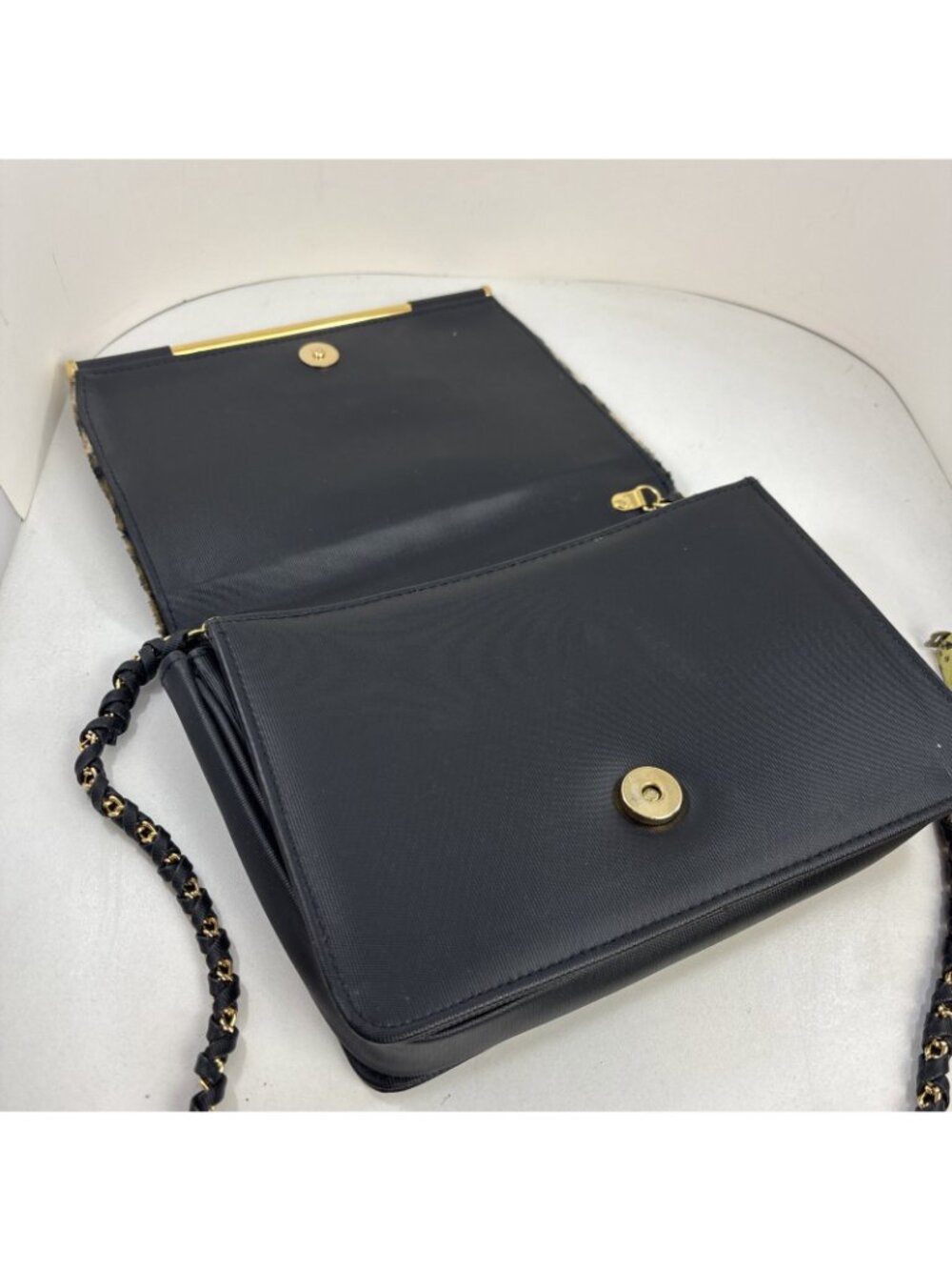 VTG 1990s Nima Glam Crossbody Gold & Black Panther Animal Purse braided strap - Picture 6 of 11